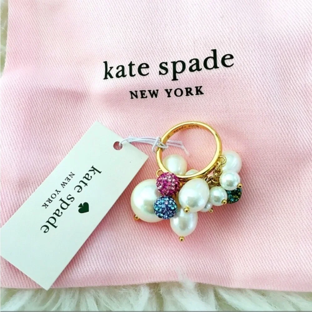 Kate Spade Pearl Power Multicolor Color Crystals Cluster Rings